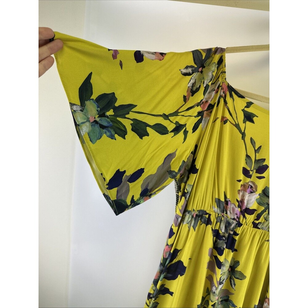 Soft Surroundings Maise Floral Smocked Midi Dress Yellow Flutter Sleeve Plus 2X - Picture 4 of 13